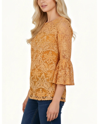 Thumbnail 3: Ny Collection Women's Burnout 3/4 Bell Sleeve & Camisole Top 