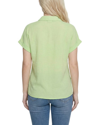 Thumbnail 3: Ny Collection Petite Solid Woven Short Roll Cuff Top 