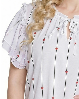 Thumbnail 3: Ny Collection Petite Chiffon Double Flutter Short Sleeve Top 