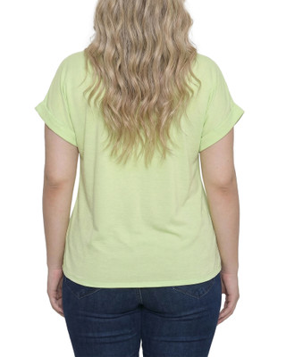 Thumbnail 4: Ny Collection Plus Solid Woven Roll Cuff Short Sleeve Top 