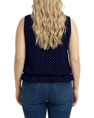 Thumbnail 2: Ny Collection Plus Dot Ruffle Keyhole Tie Front Sleeveless Top 