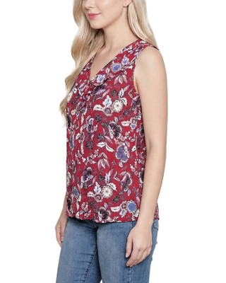 Thumbnail 2: Ny Collection Petite Floral Ruffle V Neck Sleeveless Top 
