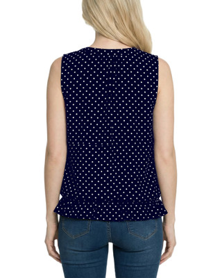 Thumbnail 2: Ny Collection Women's  Dot Ruffle Flounced Sleeveless Blouse 