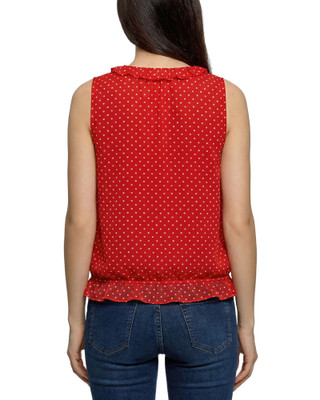 Thumbnail 3: Ny Collection Women's  Dot Ruffle Flounced Sleeveless Blouse 