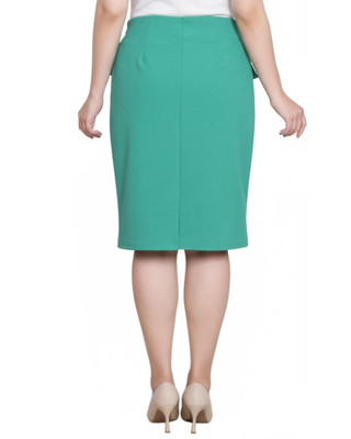 Thumbnail 3: Ny Collection Petite Solid Scuba Crepe Belted Slim Skirt 