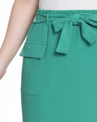 Thumbnail 4: Ny Collection Petite Solid Scuba Crepe Belted Slim Skirt 