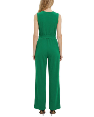 Thumbnail 4: Ny Collection Women's Solid Belted Sleeveless Jumpsuit 