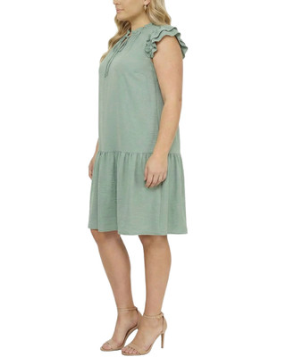 Thumbnail 2: Ny Collection Plus Double Flutter Sleeve Flounced Dress 