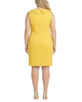 Thumbnail 2: Ny Collection Plus Solid Wide Shawl Collar Sleeveless Dress 