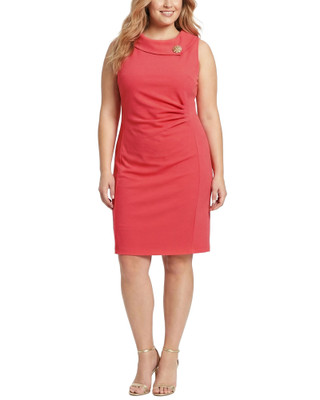 Thumbnail 1: Ny Collection Plus Solid Wide Shawl Collar Sleeveless Dress 