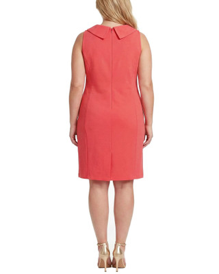 Thumbnail 4: Ny Collection Plus Solid Wide Shawl Collar Sleeveless Dress 