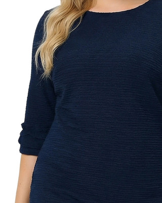Thumbnail 3: Ny Collection Plus Solid Textured Knit Ruffle Tiered Sleeve Dress 