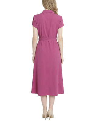 Thumbnail 3: Ny Collection Petite Solid Belted Scuba Crepe Midi Dress 