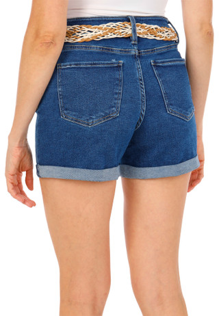 Thumbnail 2: Royalty Women's 5 Pocket Jean Shorts with Belt 