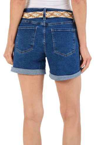 Thumbnail 2: Royalty Women's 5 Pocket Jean Shorts with Belt 