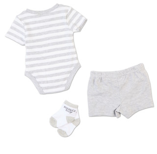 Thumbnail 4: Baby Essentials Baby Boys 3 Pc Loved by Mama Bodysuit & Shorts Set 