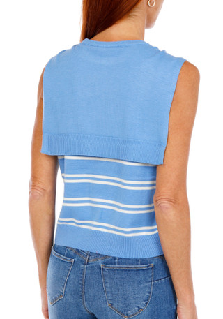 Thumbnail 2: Cece Women's Striped Shoulder Wrap Sweater Top 