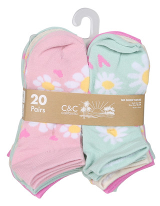 Thumbnail 1: C&C California Girls 20 Pk No Show Socks 