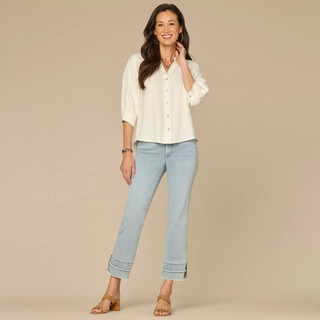 Thumbnail 4: Democracy Womens Elbow Sleeve Button Down Top 