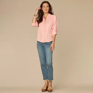 Thumbnail 4: Democracy Womens Elbow Sleeve Button Down Top 