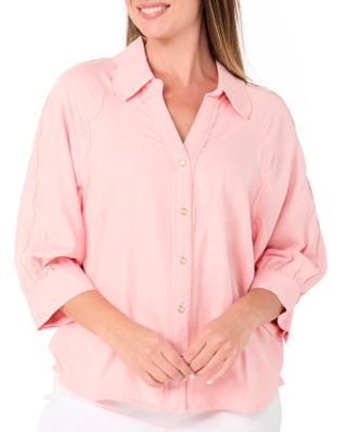 Thumbnail 1: Democracy Womens Elbow Sleeve Button Down Top 