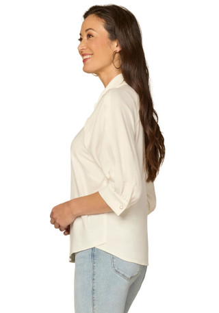 Thumbnail 6: Democracy Womens Elbow Sleeve Button Down Top 