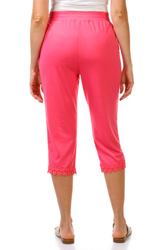 Thumbnail 3: Onque Women's Solid Lace Hem Capris  