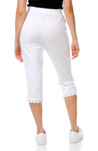 Thumbnail 4: Onque Women's Solid Lace Hem Capris  