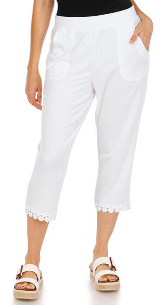 Thumbnail 1: Onque Women's Solid Lace Hem Capris  