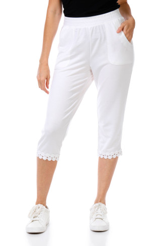 Thumbnail 2: Onque Women's Solid Lace Hem Capris  