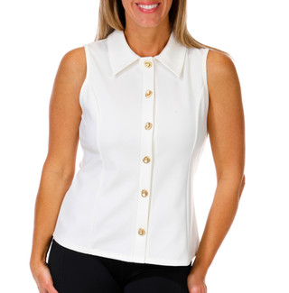Thumbnail 1: RIO & RIAN Women's Sleeveless Ponte Button Up Top 