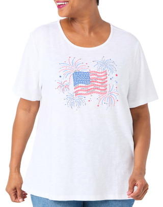 Thumbnail 1: Coral Bay Plus Short Sleeve All American Fireworks Top 