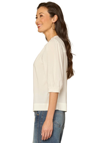 Thumbnail 2: Democracy Womens 3Q Sleeve Embroidered Woven Top 