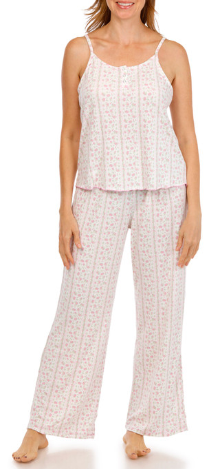 Thumbnail 2: Como Women's 2 Pc Floral Pajama Pants Set 