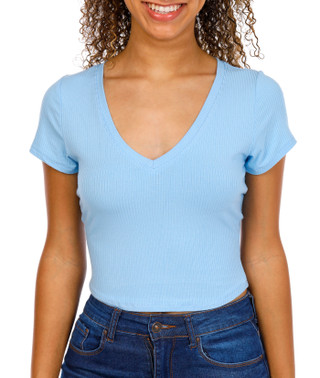 Thumbnail 3: BOZZOLO Juniors Short Sleeve Ribbed Crop Top 