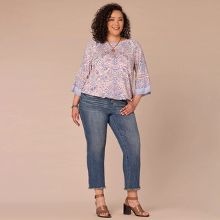 Thumbnail 4: Democracy Plus 3Q Print Boat Neck Bubble Hem Top 
