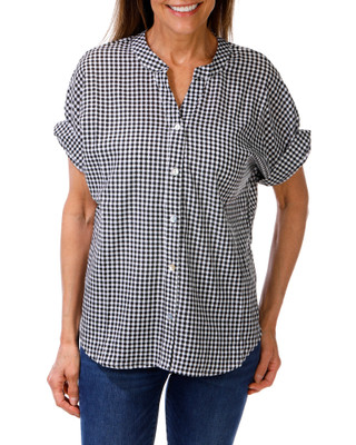 Thumbnail 1: LIV LOS ANGELES Women's Gingham Button Up Top 