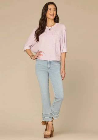 Thumbnail 2: Democracy Petite 3Q Sleeve Embroidered Knit Top 