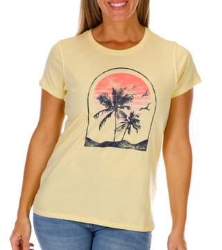 Thumbnail 1: Mountain & Isles Women's Short Sleeve Palms & Sunset Tee 