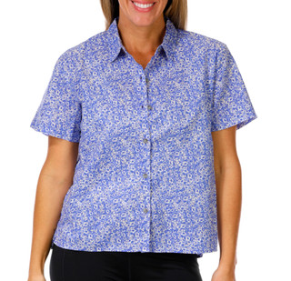 Thumbnail 1: Eddie Bauer Women's Short Sleeve Button Down Woven Floral Top 