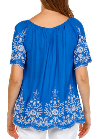 Thumbnail 5: LIV LOS ANGELES Women's Short Sleeve Embroidered Top 