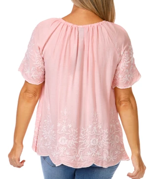 Thumbnail 5: LIV LOS ANGELES Women's Short Sleeve Embroidered Top 