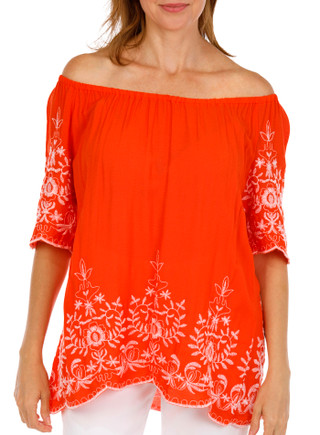 Thumbnail 3: LIV LOS ANGELES Women's Short Sleeve Embroidered Top 