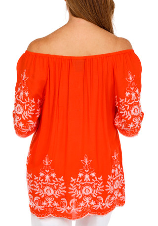 Thumbnail 4: LIV LOS ANGELES Women's Short Sleeve Embroidered Top 