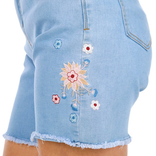 Thumbnail 7: Stella Parker Women's Embroidered Floral Denim Shorts 