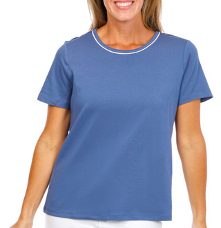Thumbnail 2: Coral Bay Petite Short Sleeve Piped Neck Top  