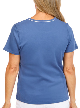 Thumbnail 3: Coral Bay Petite Short Sleeve Piped Neck Top  