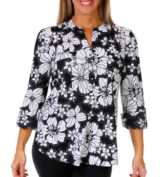 Thumbnail 1: Cocomo Women's 3/4 Sleeve Big Floral Top 