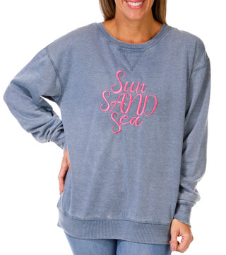 Thumbnail 1: US VINTAGE Women's Embroidered Sun Sand Sea Sweatshirt 