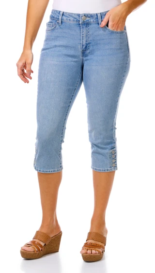 Thumbnail 2: D. Jeans Petite High Rise Snap Hem Denim Capris 